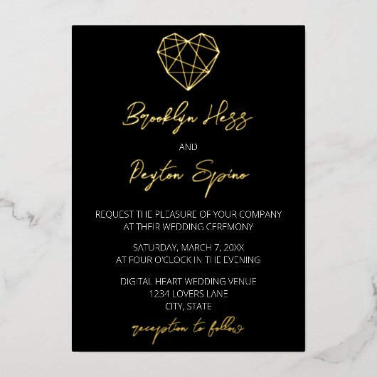 Heartstrings Mariage Foil Invitation (Recto)