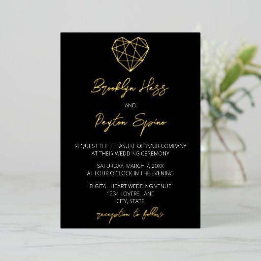 Heartstrings Mariage Foil Invitation (Debout devant)