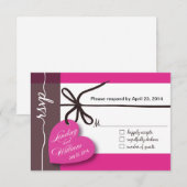 Heartstrings RSVP 1 Response fuschia Kaartje (Voorkant / Achterkant)