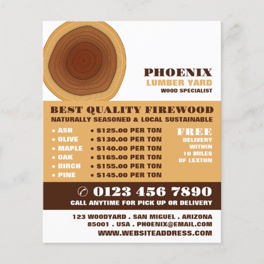Heartwood, hout/hout/houtwerf Adverteren Flyer (Voorkant)