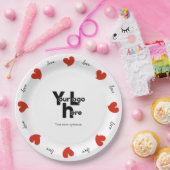Hearty Hearts Red - Custom Text and Logo Papieren Bordje (Feest)