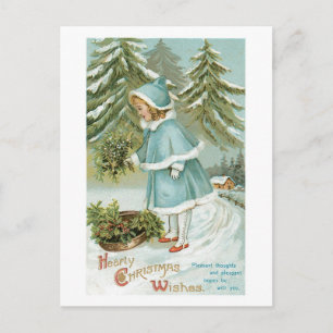 Hearty Kerstmis wil Vintage Retro Feestdagenkaart