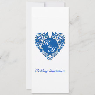 HeartyParty Blue en White Damask Heart Kaart