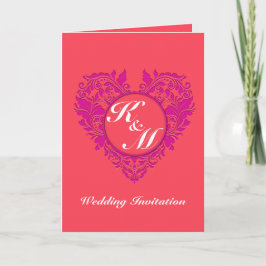 HeartyParty Raspberry en Magenta Damask Heart