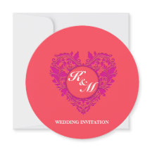HeartyParty Raspberry en Magenta Damask Heart