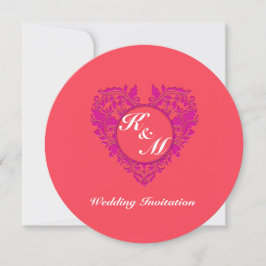 HeartyParty Raspberry en Magenta Damask Heart Kaart