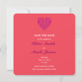 HeartyParty Raspberry en Magenta Damask Heart Save The Date