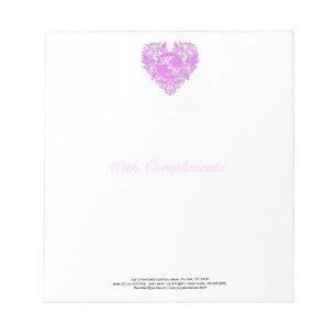 HeartyParty roze en White Damask Heart Notitieblok
