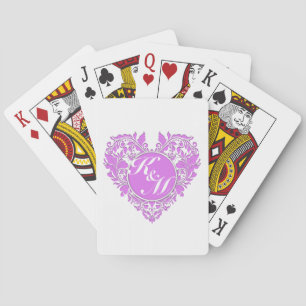 HeartyParty roze en White Damask Heart Pokerkaarten