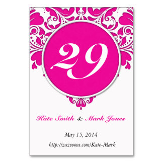 HeartyParty roze magenta & White Damask Heart Kaart
