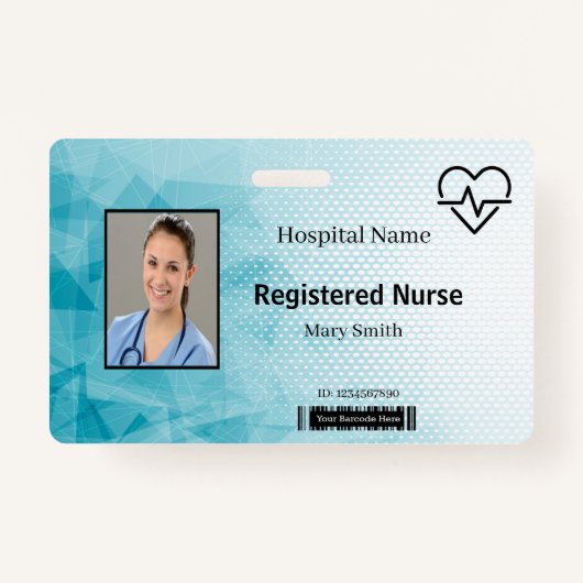 Heat Beat Lifeline Geometric Medical Photo ID Badge (Voorkant)