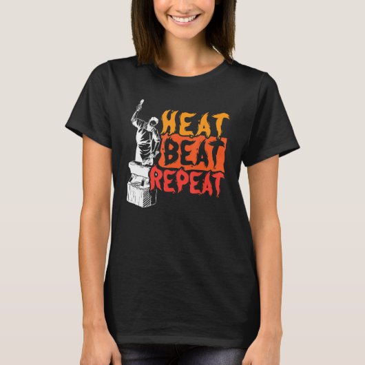 Heat Beat Repat Metalsmith Smeiend Blacksmith T-shirt (Voorkant)