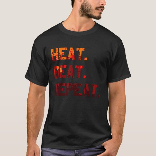 Heat Beat Repeat Blacksmith Anvil Bladesmith Forge T-shirt (Voorkant)
