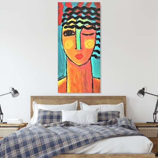 Heat Wave Abstract Portret van een Vrouw Canvas Afdruk (Insitu (Slaapkamer))