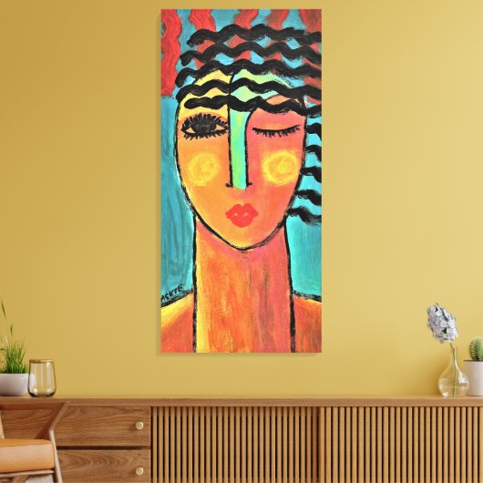 Heat Wave Abstract Portret van een Vrouw Canvas Afdruk (Insitu (Woonkamer))