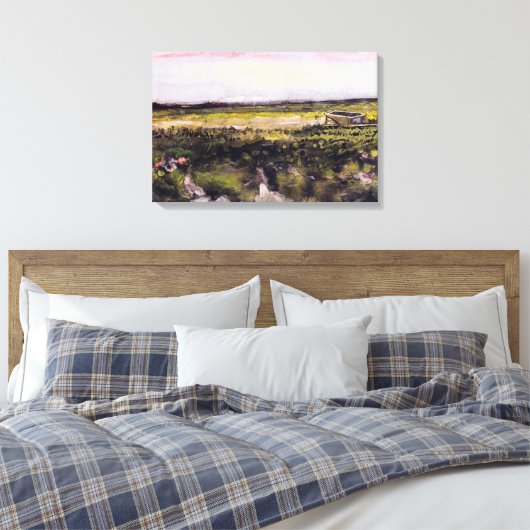 Heath with a Wheelbarrow by Vincent van Gogh Canvas Afdruk (Insitu (Slaapkamer))