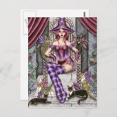 Heather - Carte postale de sorcière gothique chat (Devant / Derrière)