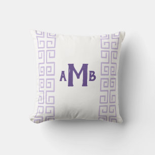 Heather Chinoiserie Greek Key Stripe Monogram Kussen