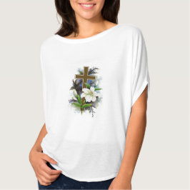 Heather Cirkel Bovenkant met blauw aanjager Kruis T-shirt