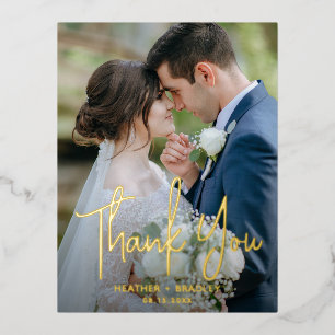 Heather Elegant minimale moderne bruiloft dank u Folie Uitnodiging Briefkaart