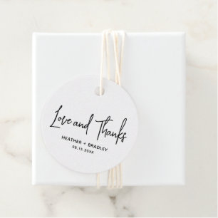 Heather Elegant Zwart Wit Minimaal Modern Bruiloft Bedankjes Labels