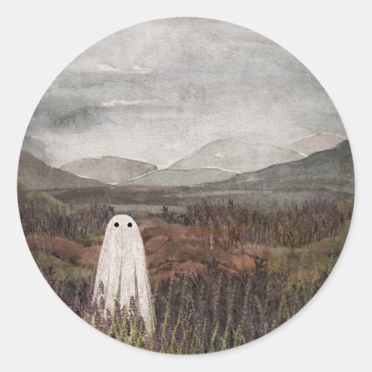 Heather Ghost Ronde Sticker (Voorkant)