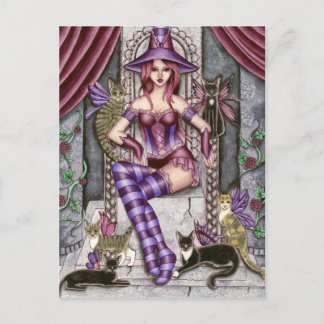 Heather - Gothic Cat Witch Briefkaart