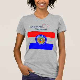 Heather Gray 'Show me' Love Missouri Patriotic T-shirt