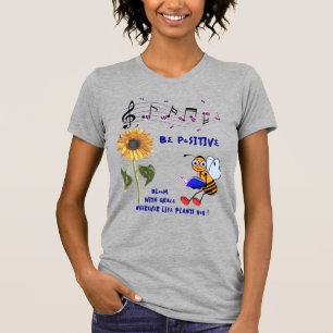 Heather Grey Zonnebloem Bijen Positief T-shirt