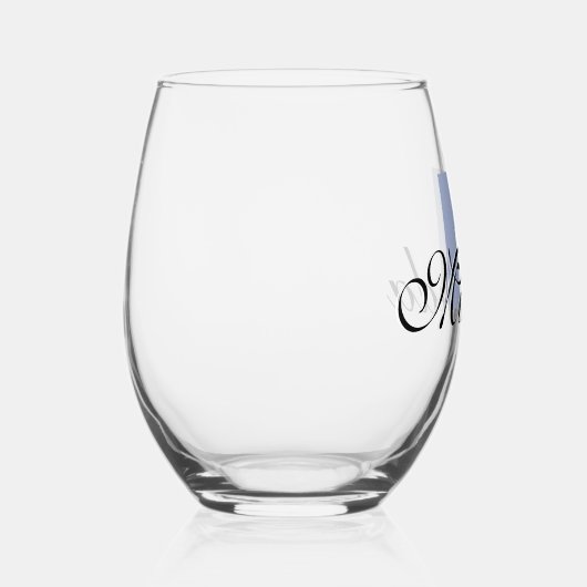 Heather Initiaal en zwarte naam | Modern Wijnglas Zonder Voet (Rechts)