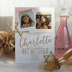 Heather Mauve Pink Bat Mitzvah Kaart