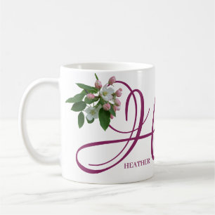 Heather naam monogram roze bloesem Koffiemok