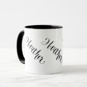 Heather name zwarte en witte mok (Voorkant links)