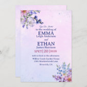 heather periwinkle plum lavender blue Wedding Kaart (Voorkant / Achterkant)