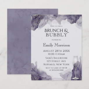 Heather Purple Gold Brunch & Bubbly Invitations