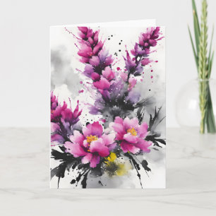 Heather - Watercolor bloemen Kaart