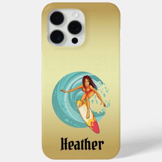 Heather's Surfer Meisje Gouden Telefoon Case (Achterkant)