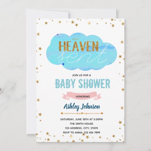 Heaven a envoyé une invitation baby shower (Devant)