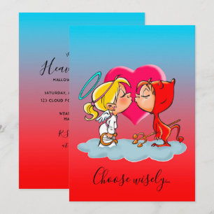 Heaven and Hell Halloween Party Invitation Kaart