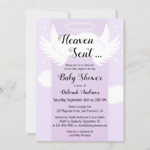 Heaven envoyé Angel Wings Baby shower Invitation