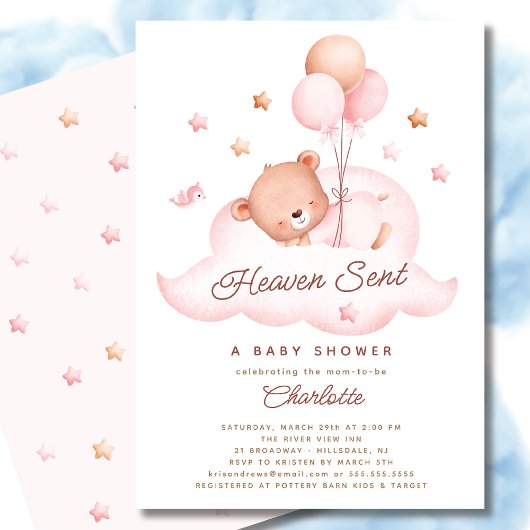 Heaven envoyé Baby shower Ours Invitation