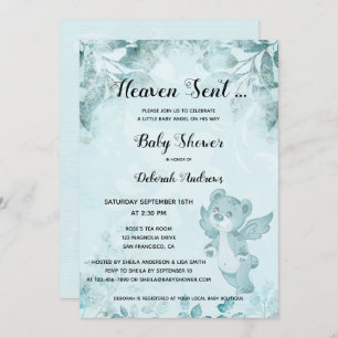 Heaven envoyé Ours Angel Baby shower Invitation