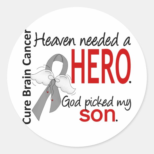 Heaven Needs a Hero Brain Cancer Son Ronde Sticker (Voorkant)