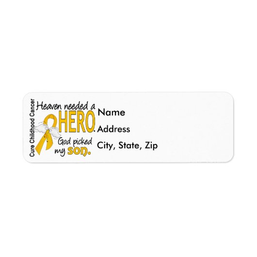 Heaven Needs Hero Son Childhood Cancer Etiket (Voorkant)