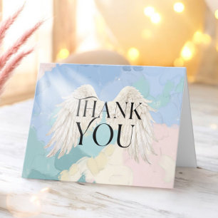 Heaven Send Angel Wings Pastel Baby shower Bedankkaart