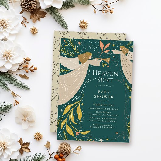 Heaven Send Angels Navy Blue Baby shower Kaart