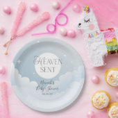 Heaven Send Blue Clouds Baby shower Papieren Bordje (Feest)
