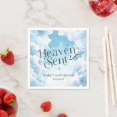 Heaven Send Blue Clouds Custom Name Baby shower Servet (Insitu)