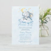Heaven Send Blue Elephant Baby shower Kaart (Staand voorkant)
