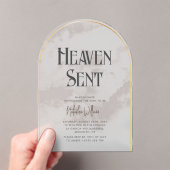Heaven Send Cloudy Baby shower Acrylic Invitation Acryl Uitnodigingen (Insitu (Draagbaar))
